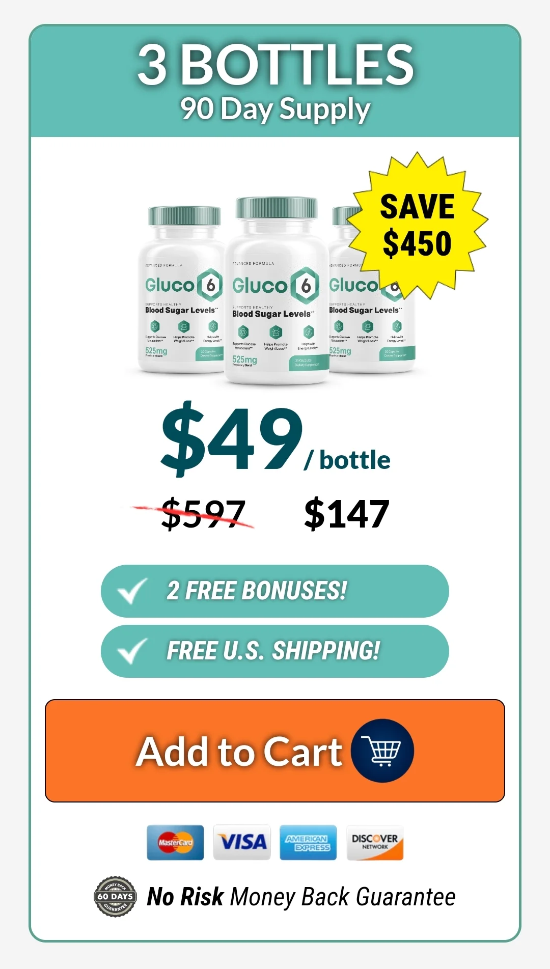 Gluco6™ 3 bottles pricing